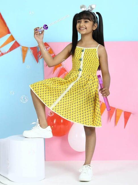 biba girls yellow floral print dress