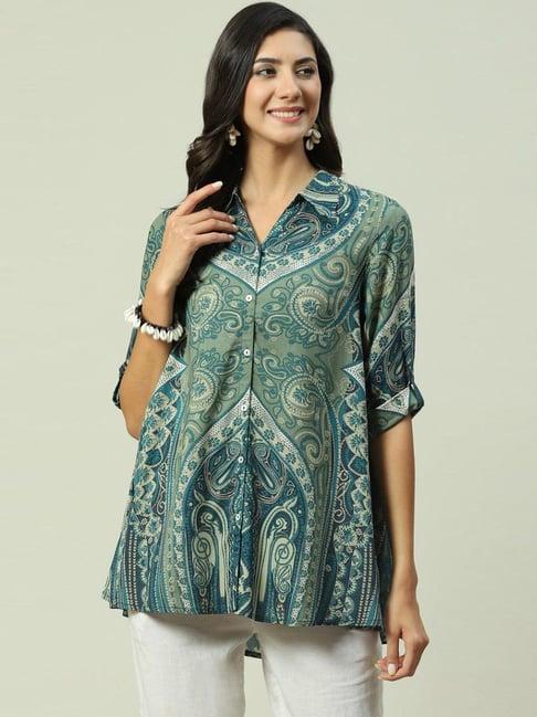 biba green printed tunic