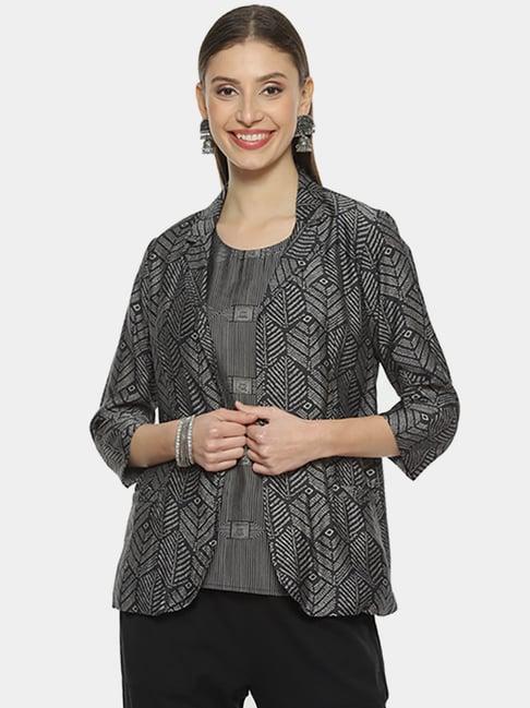 biba grey printed jacket with inner