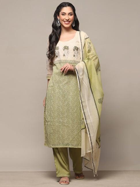 biba light green printed unstitched dress material