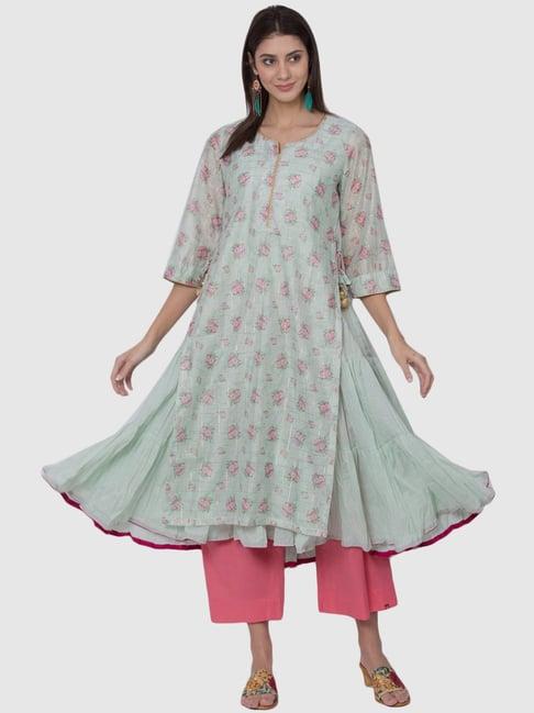 biba mint green printed anarkali kurta