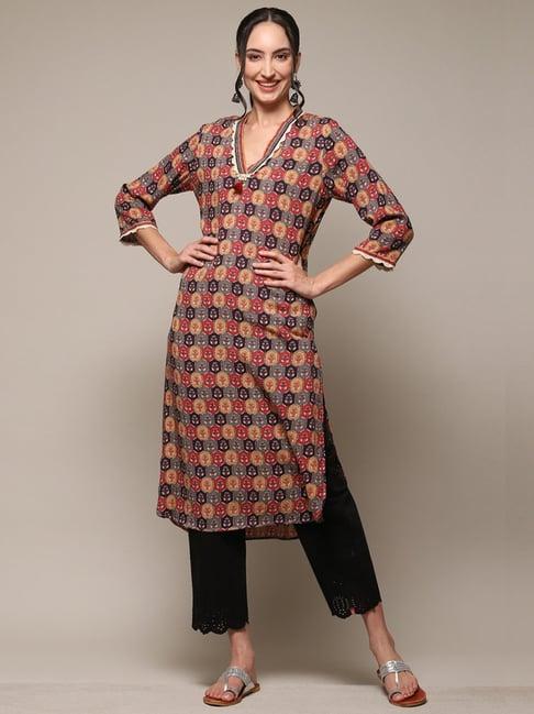 biba multicolored printed straight kurta