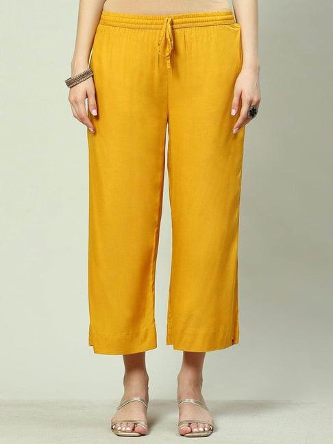 biba mustard rayon cropped pants