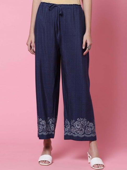 biba navy printed palazzos