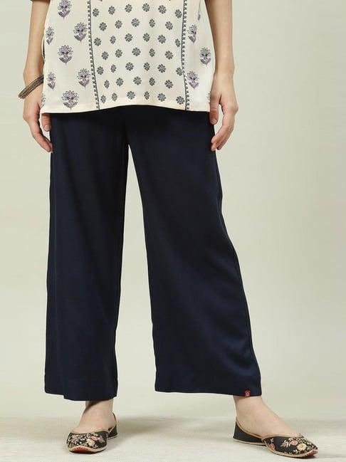 biba navy straight fit pants