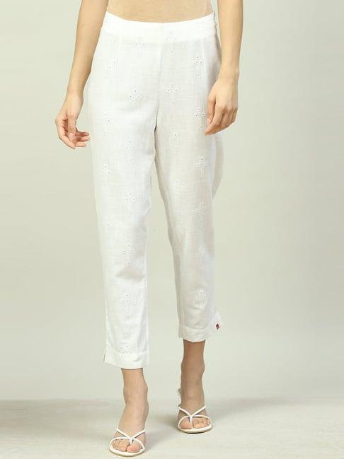 biba off-white embroidered pants