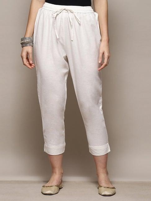 biba off-white regular fit pants