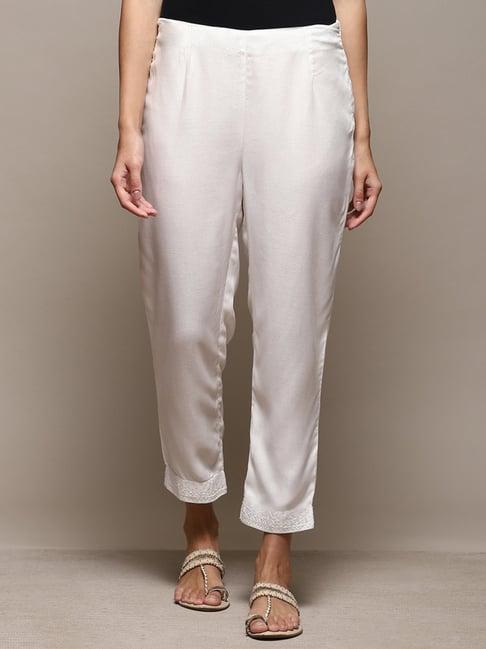 biba off-white regular fit pants