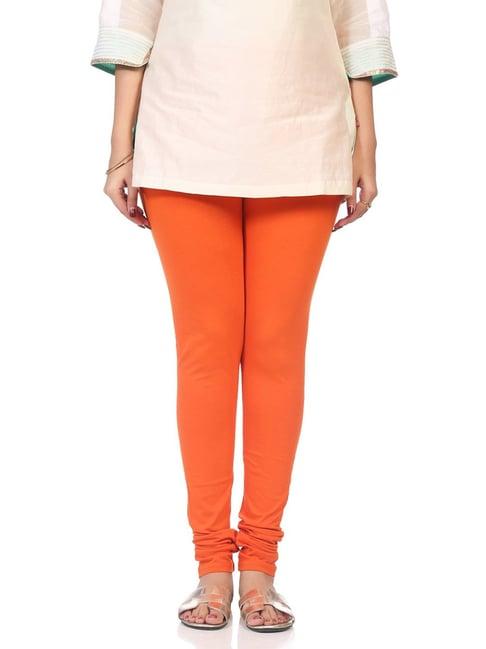 biba orange cotton regular fit churidar