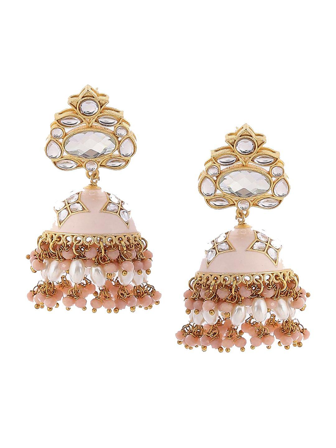 biba peach-coloured contemporary jhumkas earrings