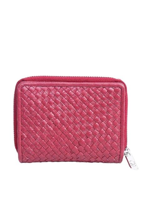 biba perforated berry leather zip around wallet for women