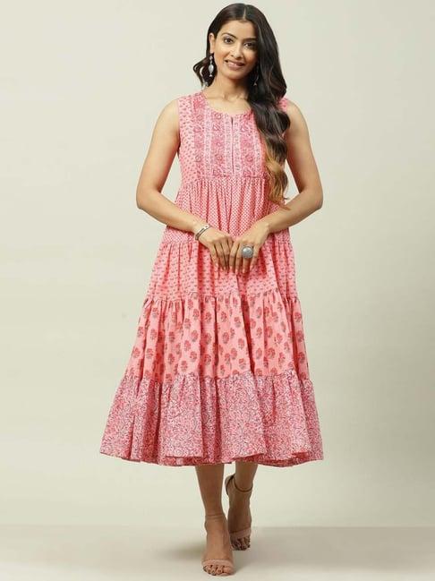 biba pink cotton floral dress