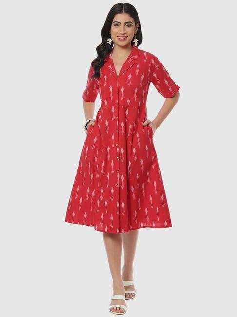 biba pink cotton printed a-line dress