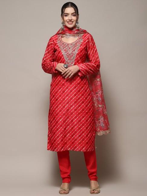 biba pink embroidered unstitched suit set