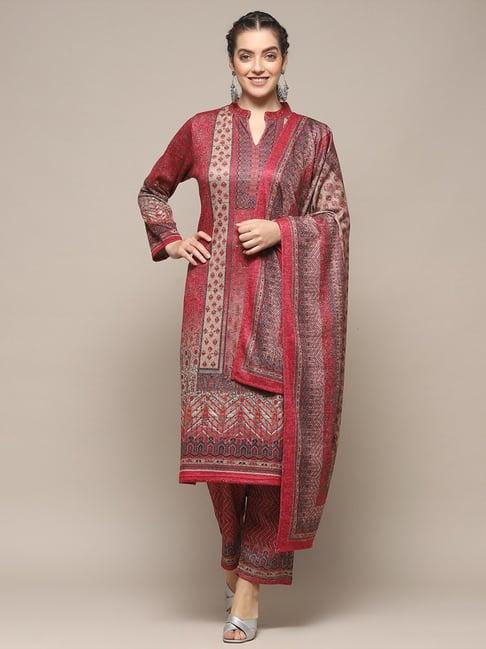 biba pink printed kurta pant set with dupatta