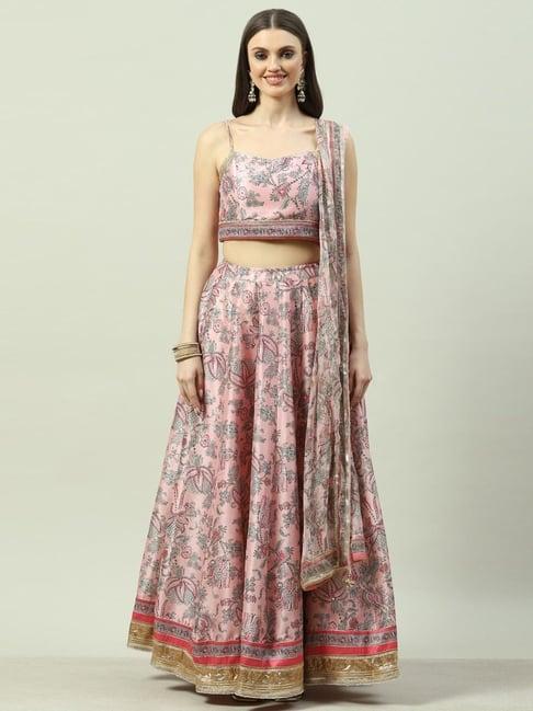 biba pink printed lehenga choli set with dupatta