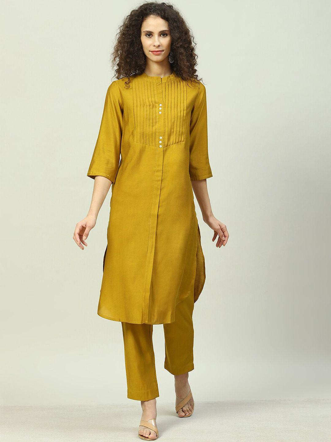 biba pleated kurta with trousers