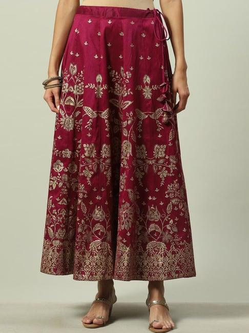 biba plum printed skirt
