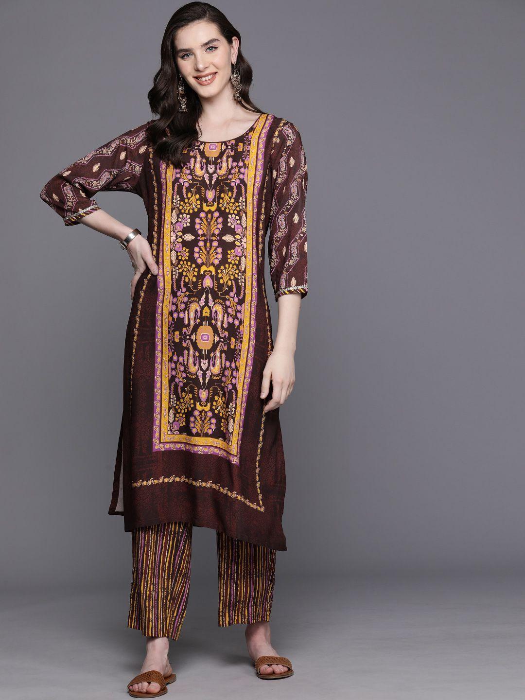 biba printed regular kurta with palazzos