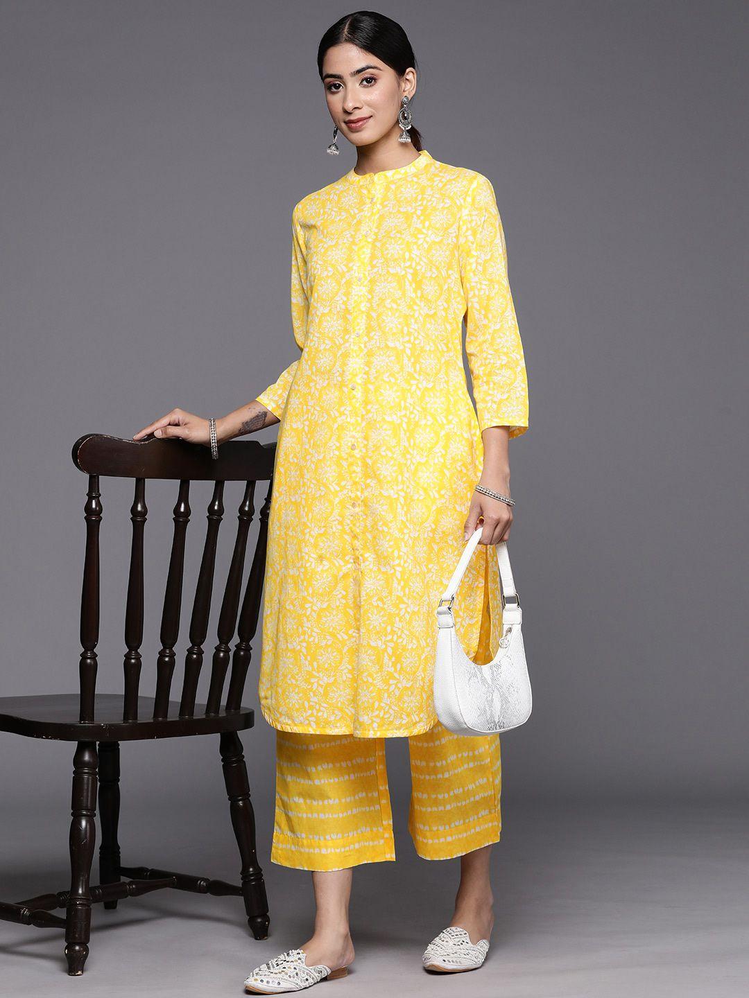 biba pure cotton printed straight kurta with palazzos