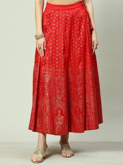 biba red printed skirt