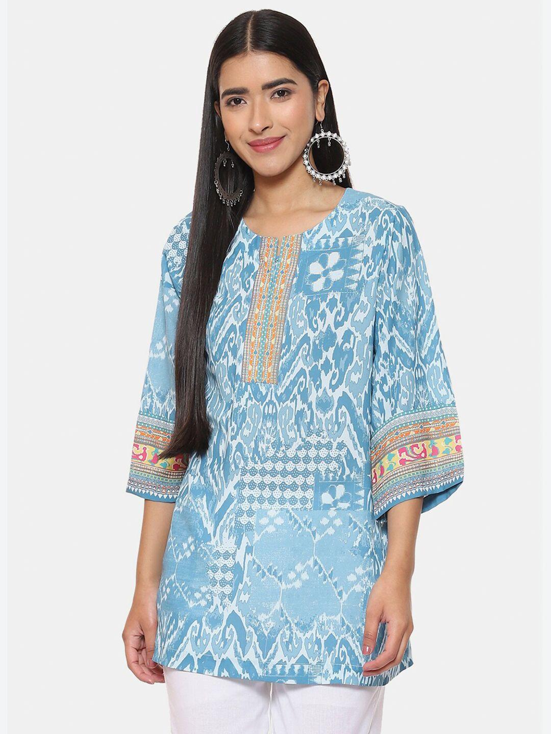 biba round neck abstract printed kurti