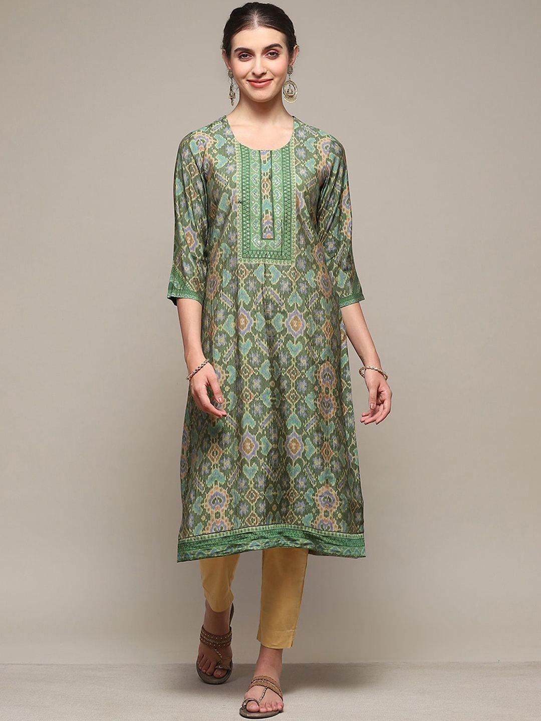 biba sequins detail ethnic motifs printed a-line kurta