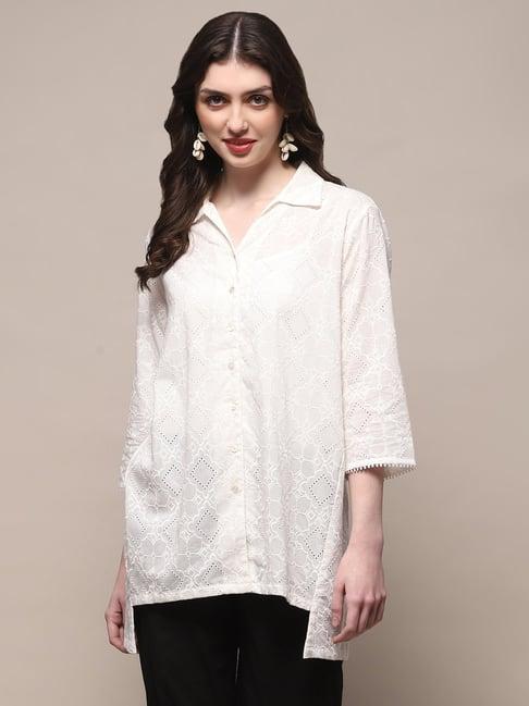 biba white cotton embroidered shirt