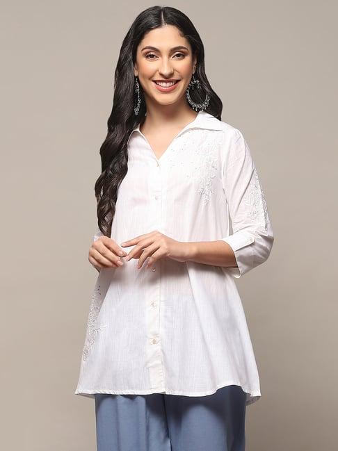 biba white embroidered cotton shirt