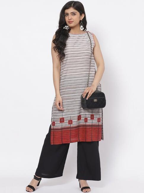 biba white striped kurta