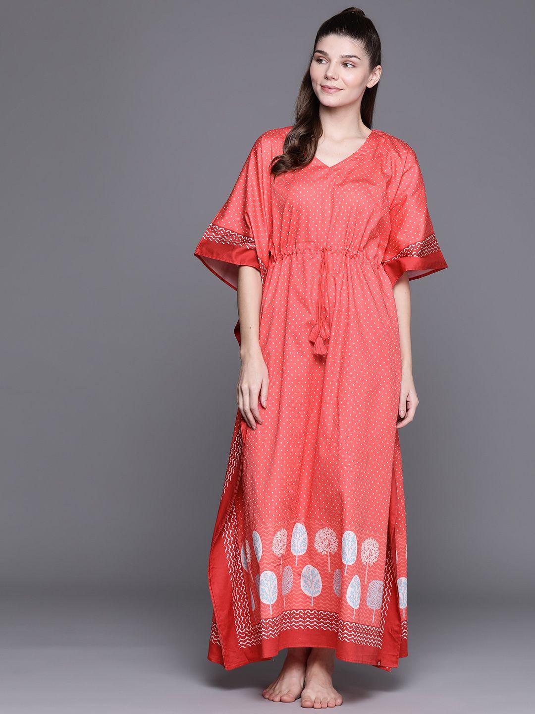biba women's pink printed maxi night dress
