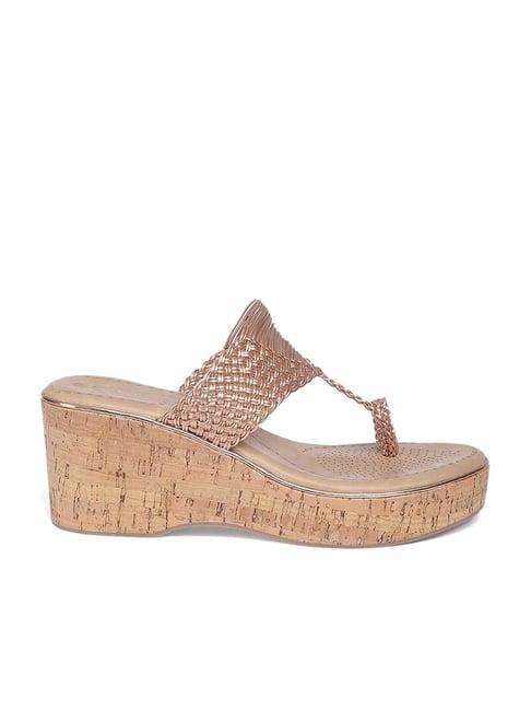 biba women's rose gold toe ring wedges