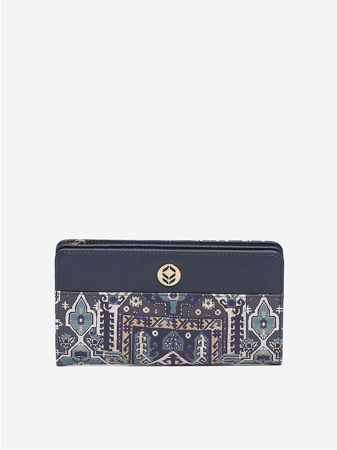 biba women abstract printed zip around wallet