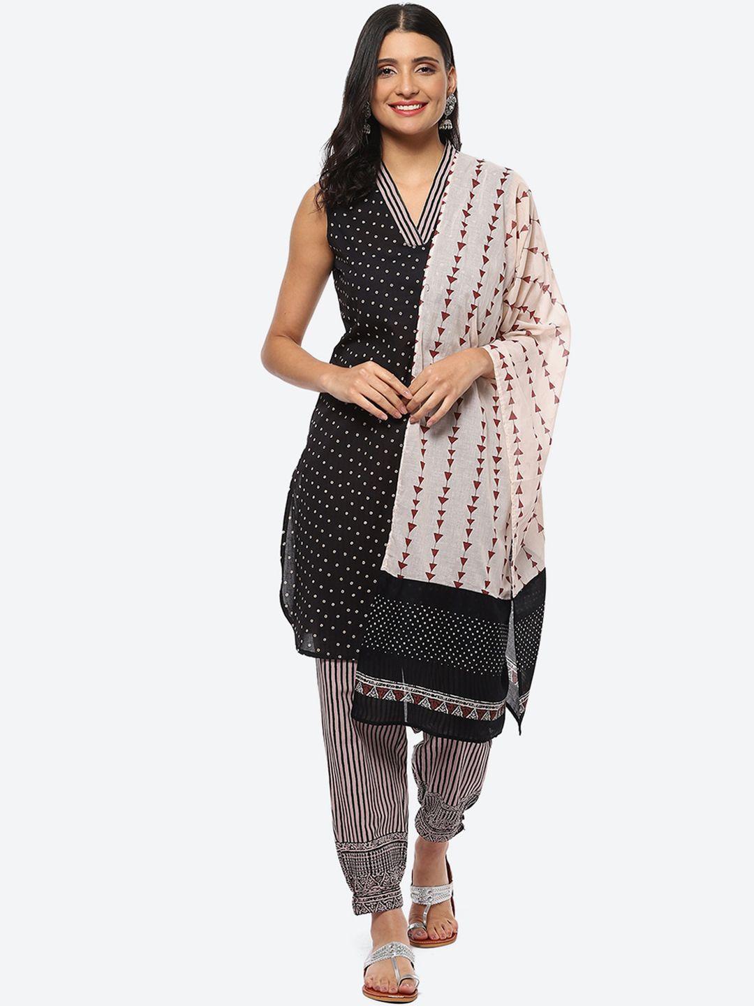 biba women bandhani printed kurta with salwar & dupatta