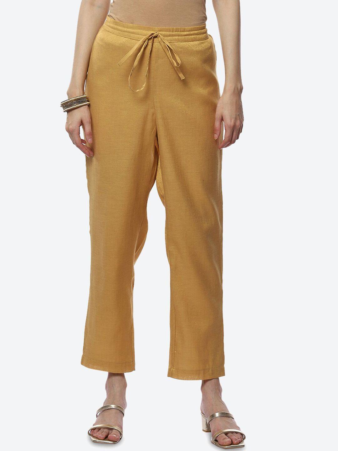 biba women beige relaxed trousers