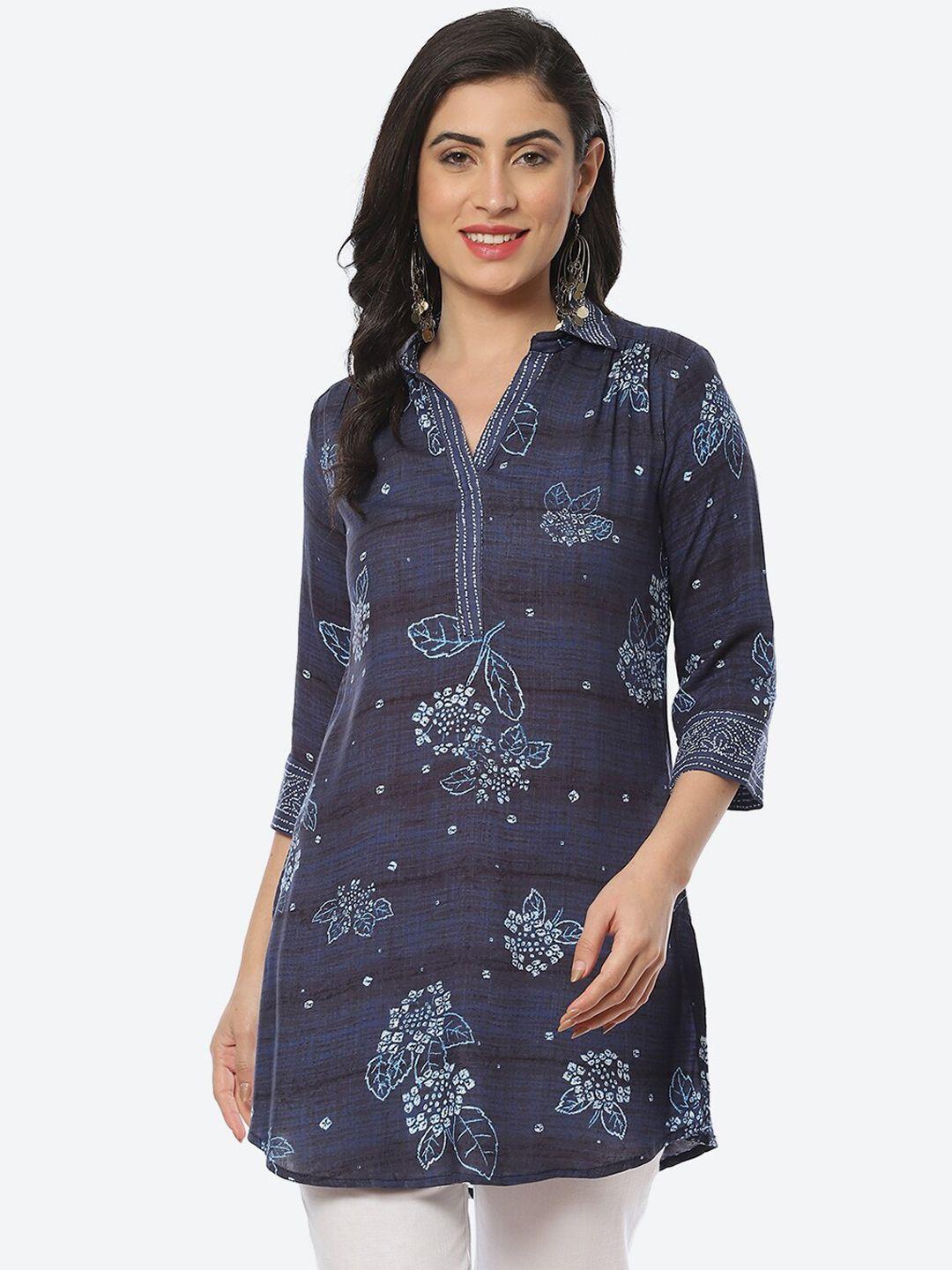 biba women blue floral printed kurti