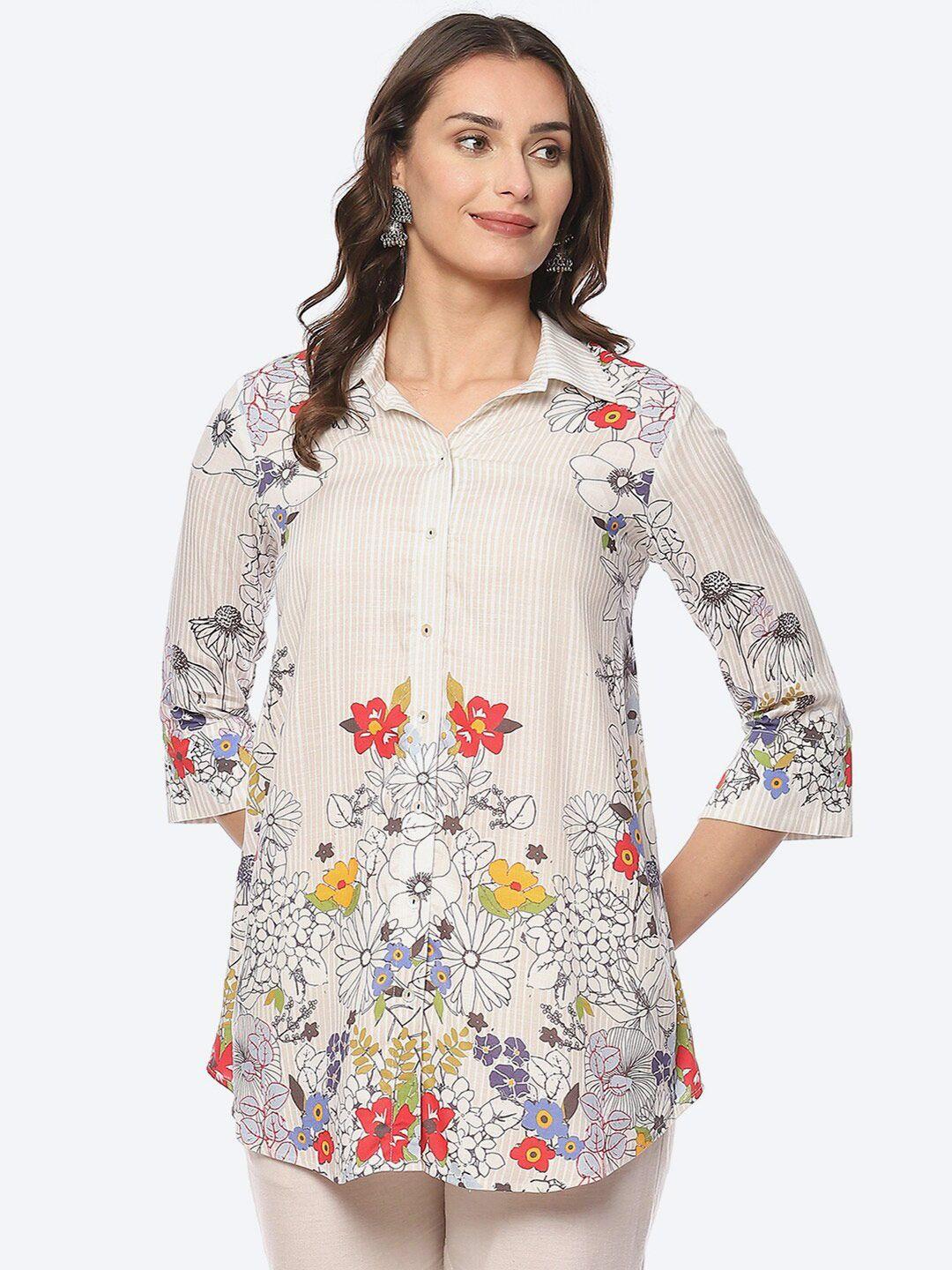 biba women classic floral printed casual shirt