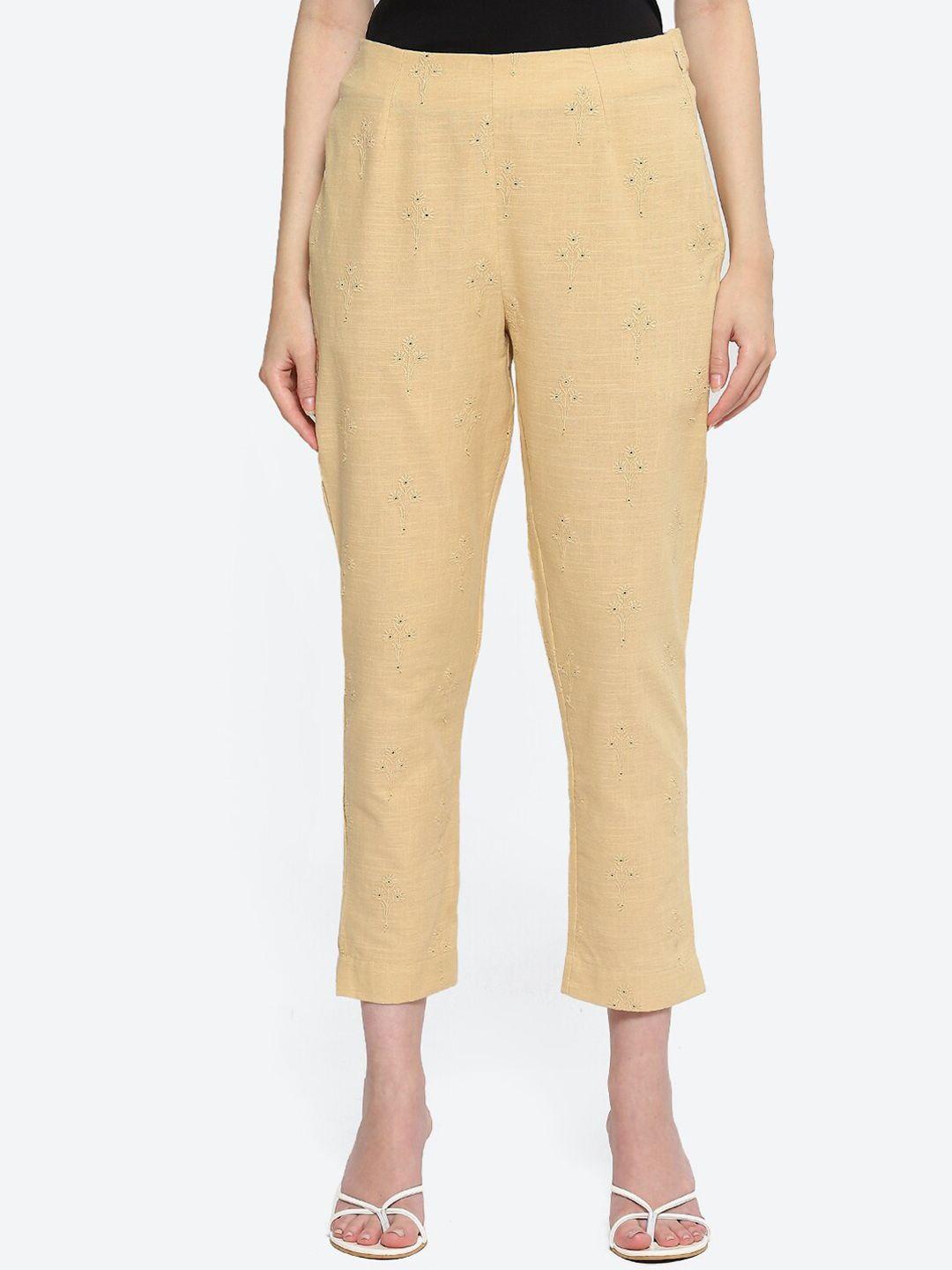 biba women ethnic motif schifilli cropped trousers