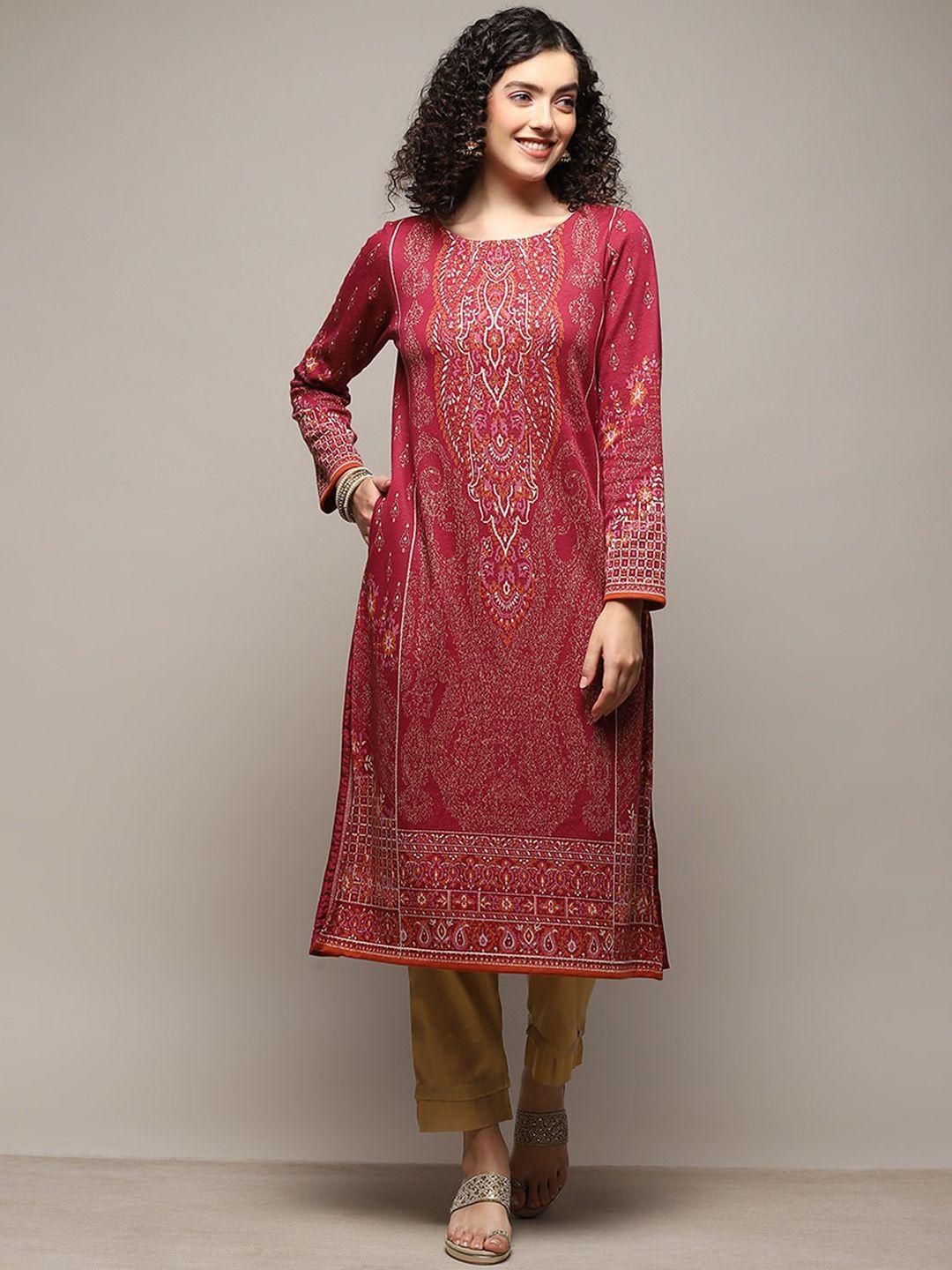 biba women ethnic motifs embroidered kurta