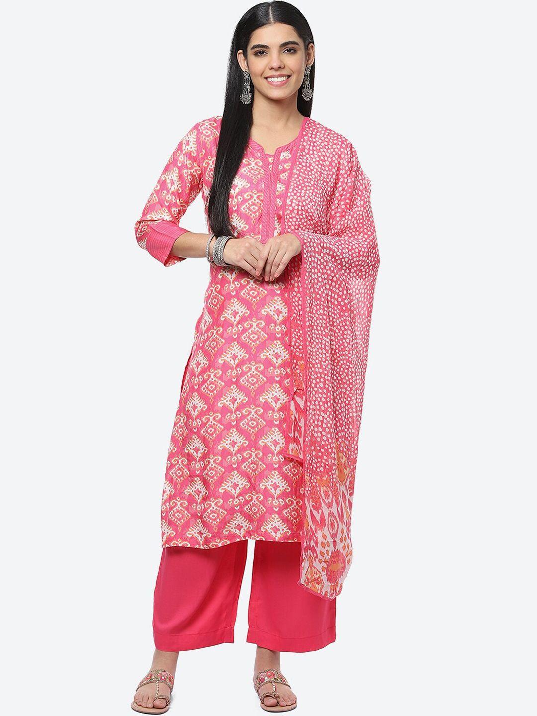 biba women ethnic motifs printed kurta with palazzos & with dupatta