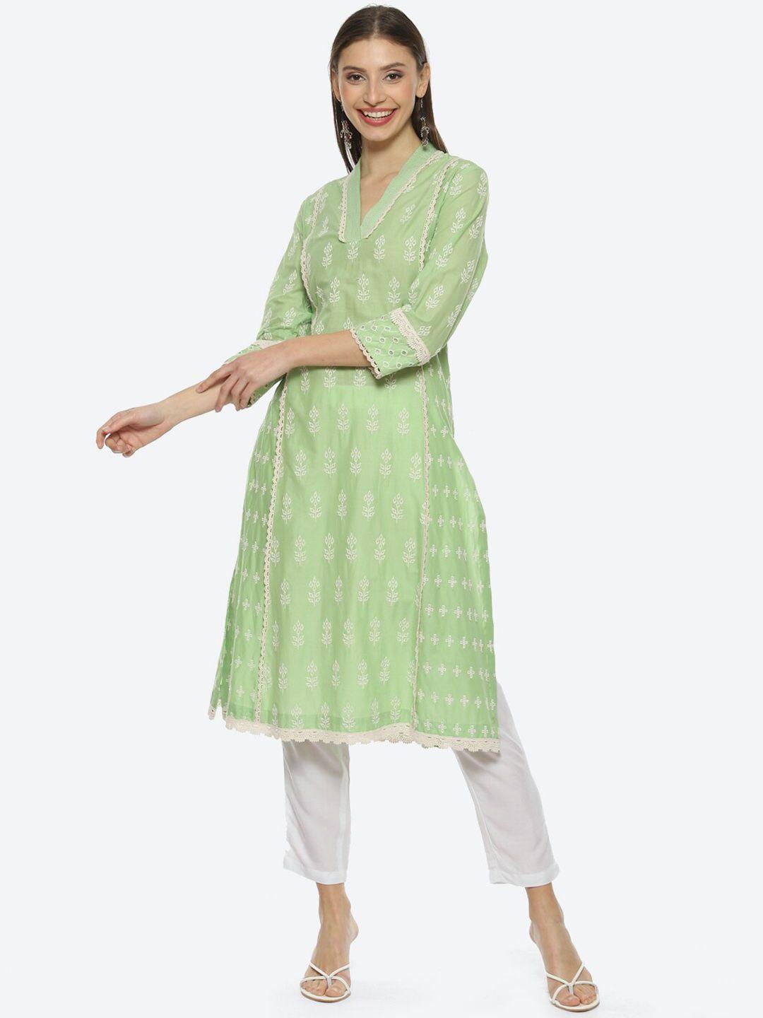 biba women floral embroidered kurta