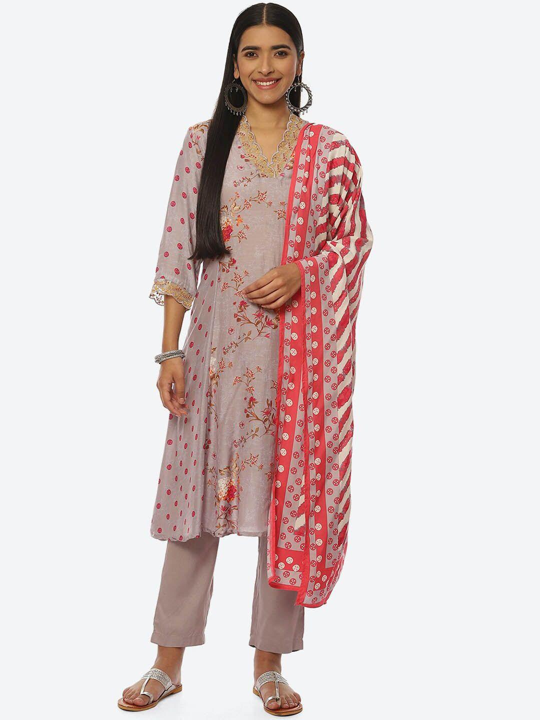 biba women floral printed kurta with trousers & with dupatta