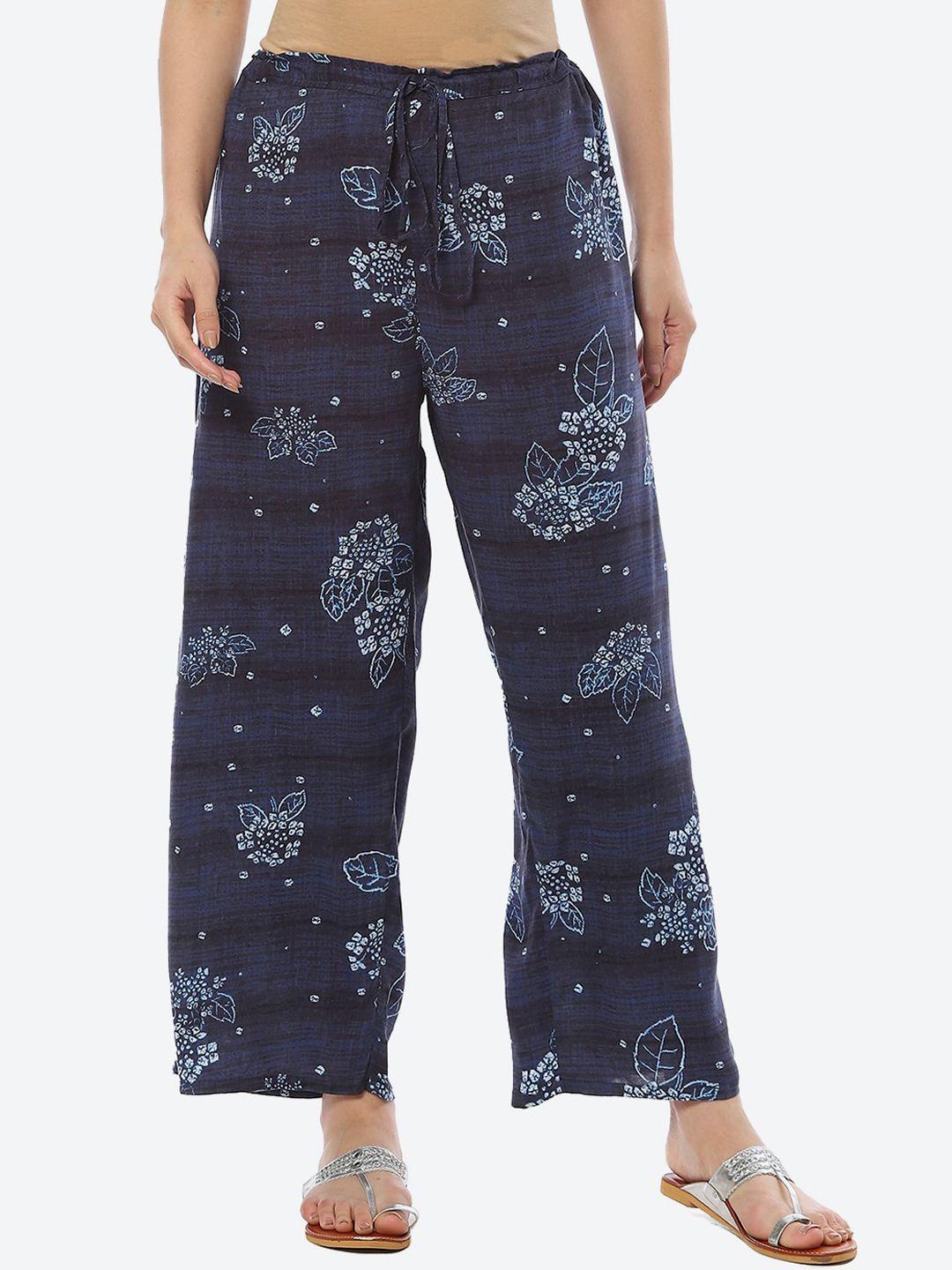 biba women floral printed straight fit parallel trouser