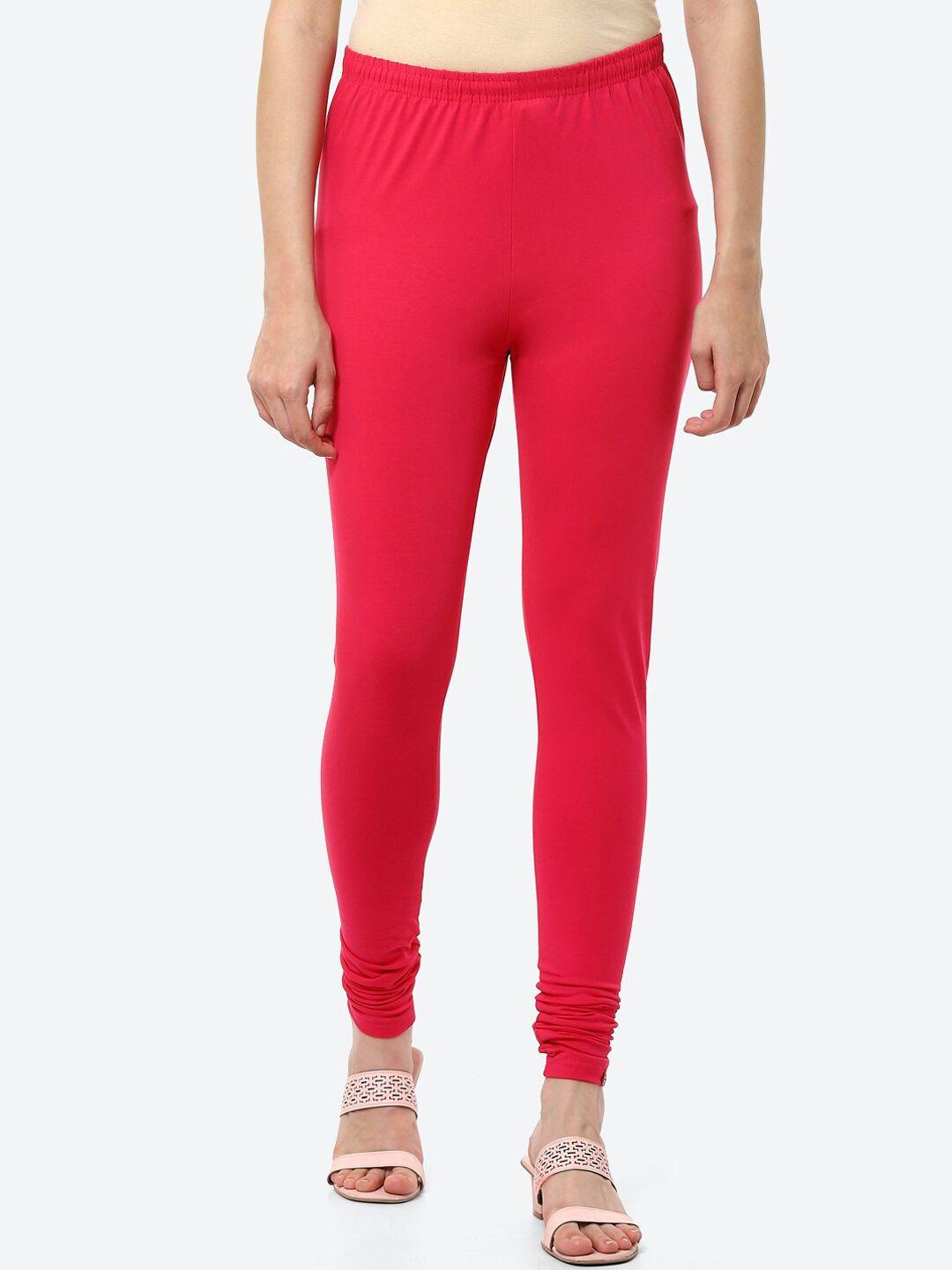 biba women fuschia solid churidar length leggings