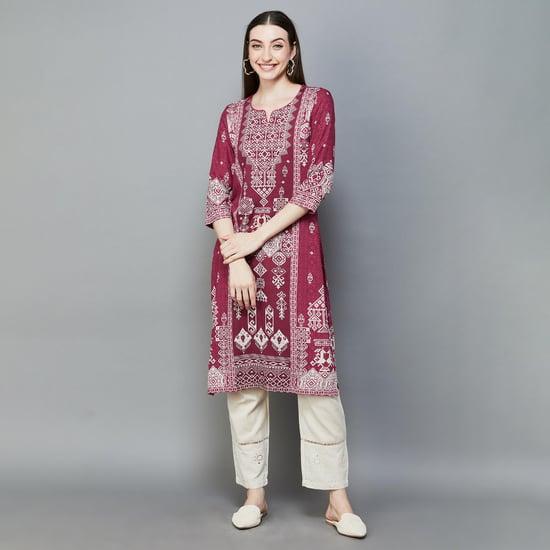 biba women geometric printed straight kurta