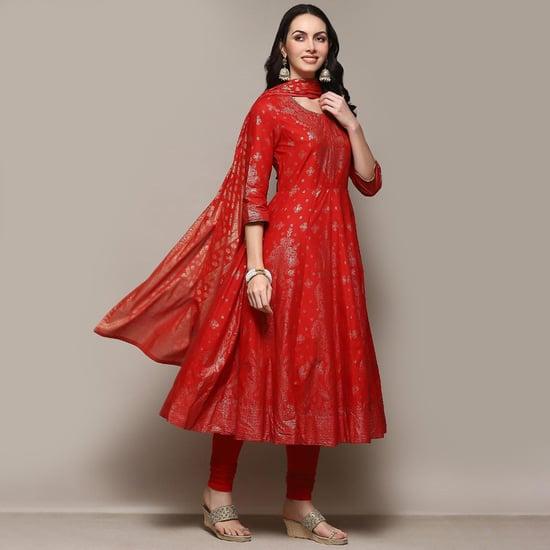 biba women printed anarkali kurta set