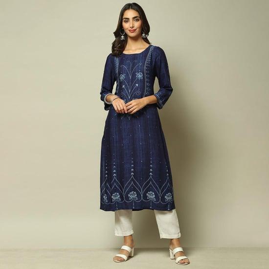 biba women printed round neck a-line kurta