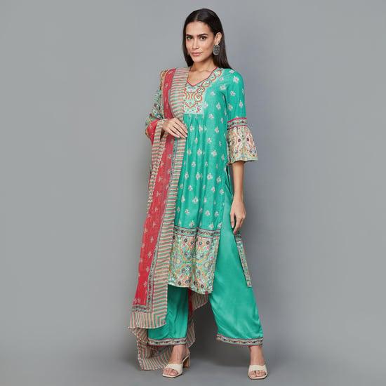 biba women printed straight kurta set