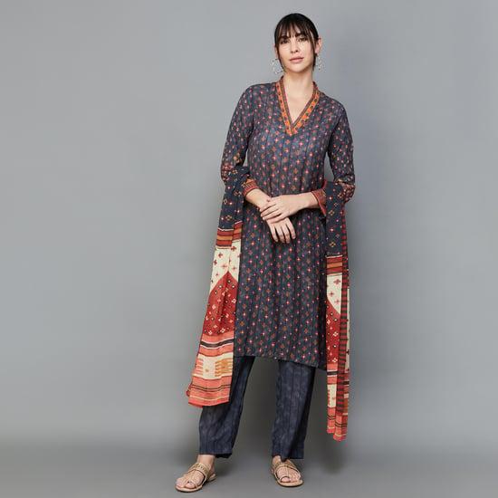 biba women printed straight kurta set