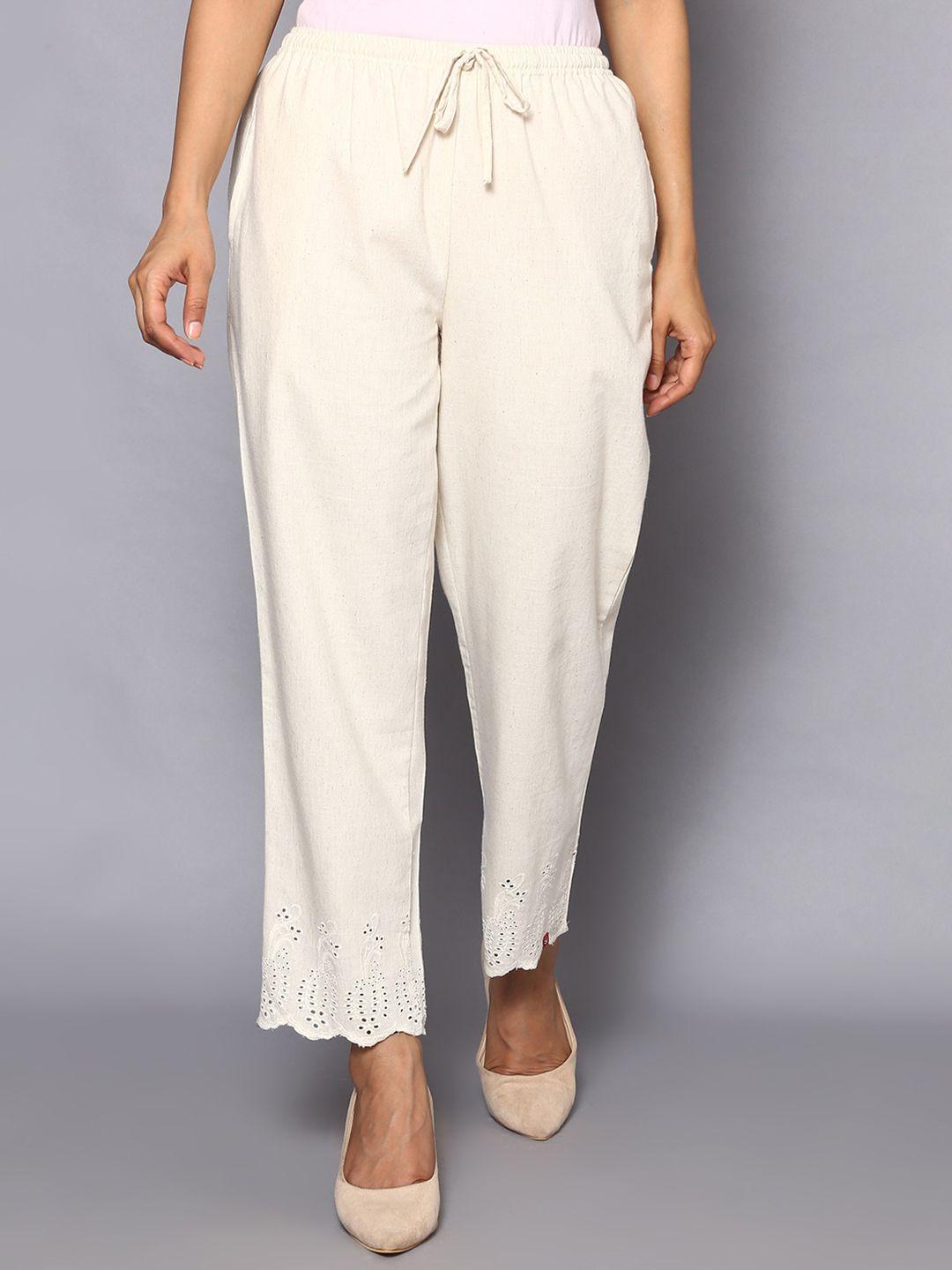 biba women relaxed mid-rise organic cotton trousers